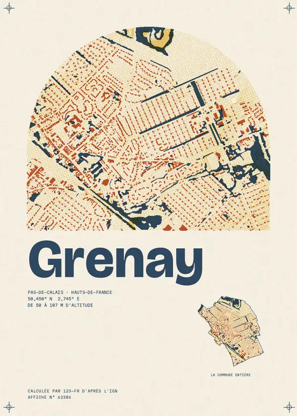 Affiche de Grenay, calculée par 123-fr d'après l'IGN