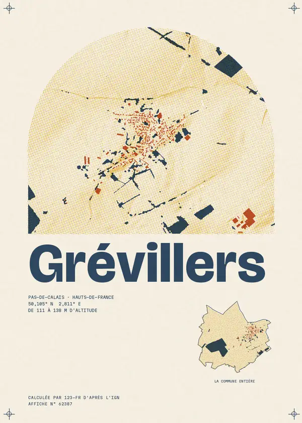 Affiche de Grévillers, calculée par 123-fr d'après l'IGN