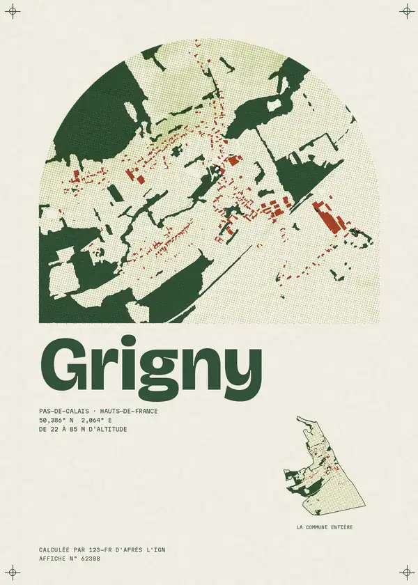 Affiche de Grigny, calculée par 123-fr d'après l'IGN