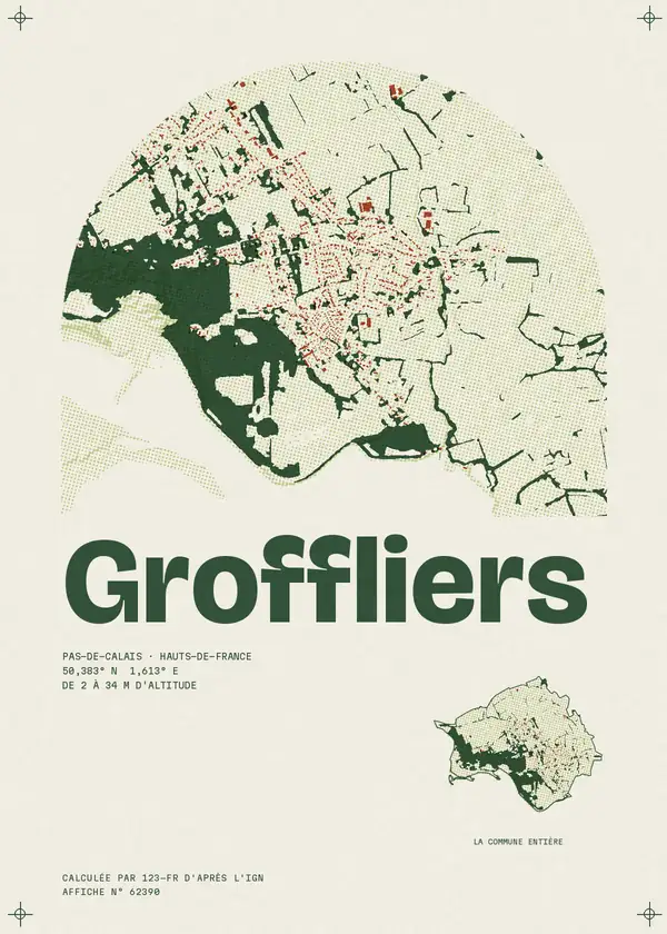 Affiche de Groffliers, calculée par 123-fr d'après l'IGN