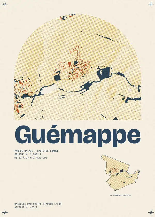 Affiche de Guémappe, calculée par 123-fr d'après l'IGN