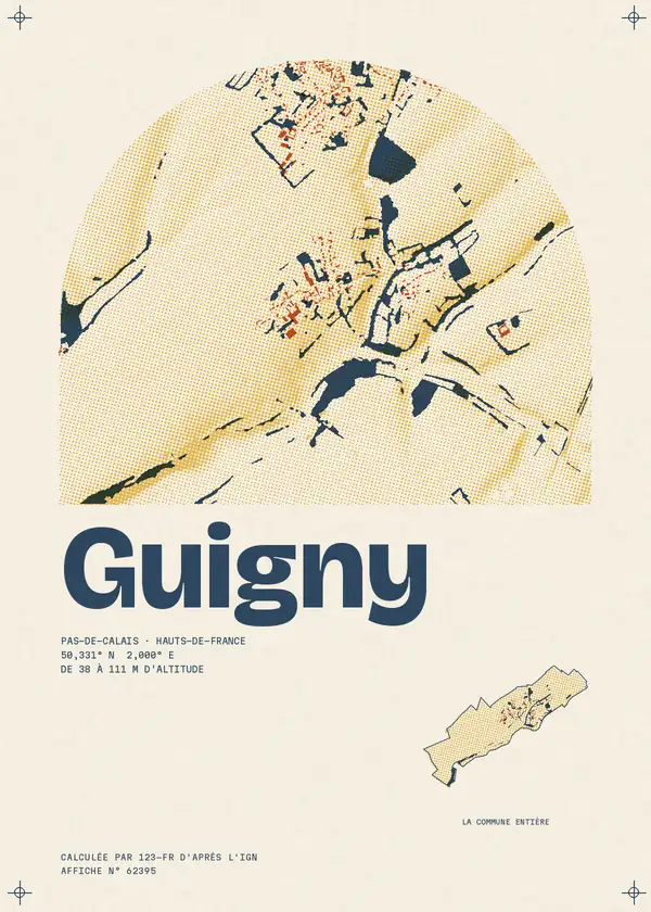 Affiche de Guigny, calculée par 123-fr d'après l'IGN