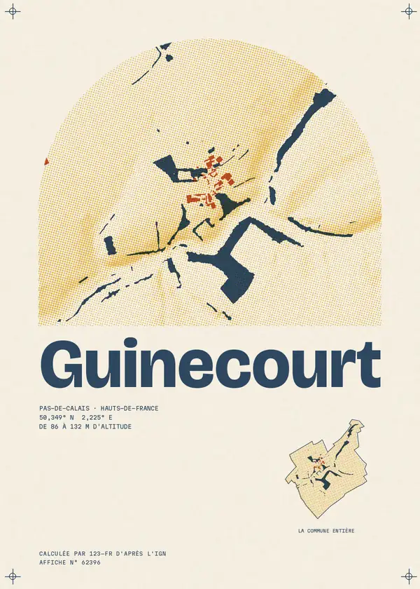 Affiche de Guinecourt, calculée par 123-fr d'après l'IGN