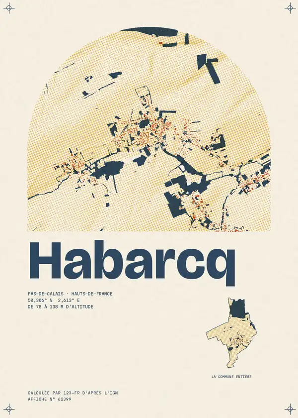 Affiche de Habarcq, calculée par 123-fr d'après l'IGN