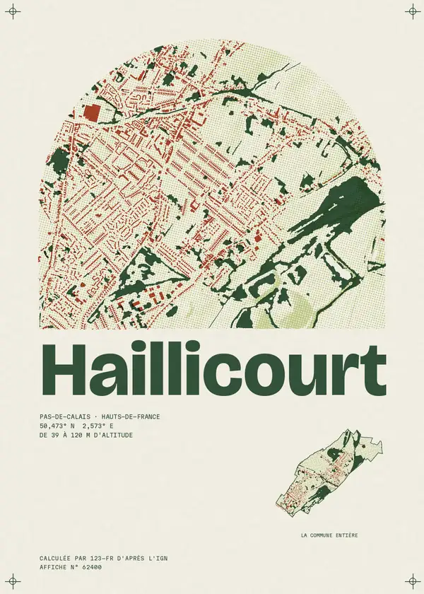 Affiche de Haillicourt, calculée par 123-fr d'après l'IGN