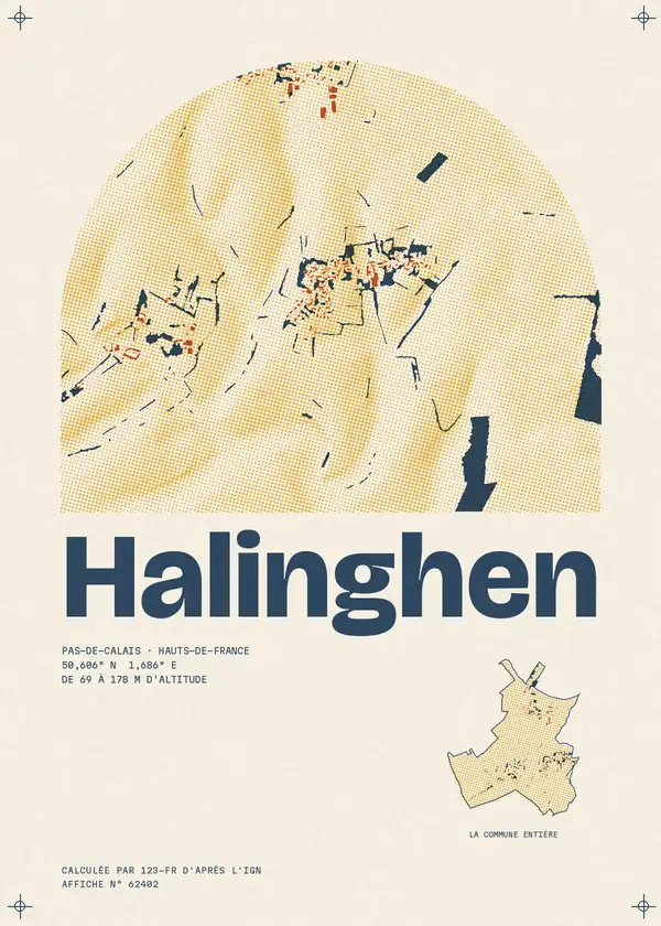 Affiche de Halinghen, calculée par 123-fr d'après l'IGN