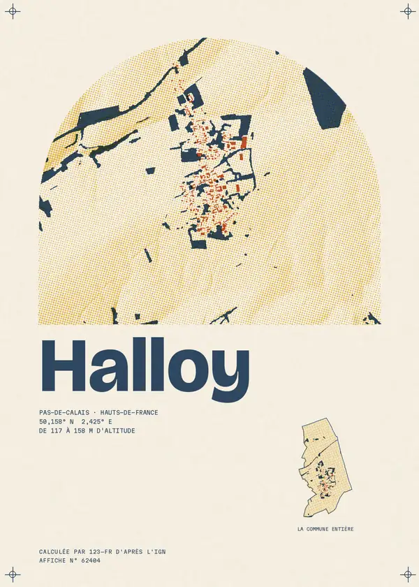 Affiche de Halloy, calculée par 123-fr d'après l'IGN