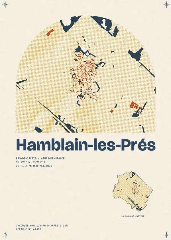 Affiche de Hamblain-les-Prés, calculée par 123-fr d'après l'IGN