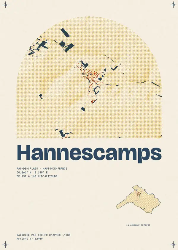Affiche de Hannescamps, calculée par 123-fr d'après l'IGN