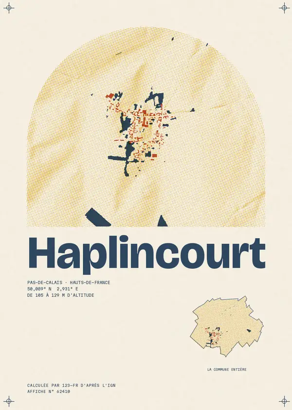 Affiche de Haplincourt, calculée par 123-fr d'après l'IGN