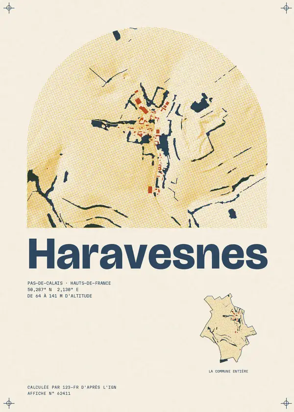 Affiche de Haravesnes, calculée par 123-fr d'après l'IGN