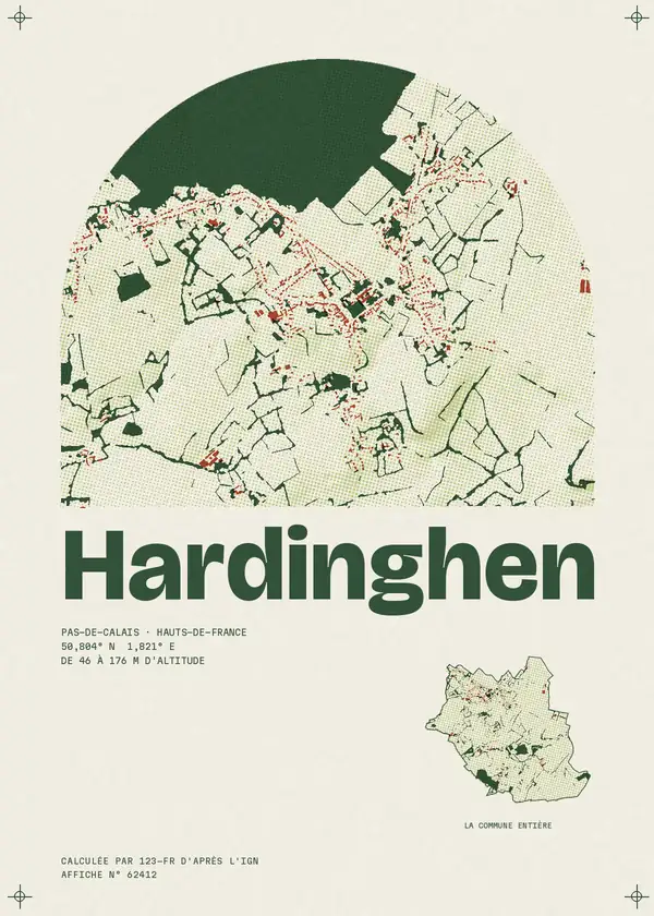 Affiche de Hardinghen, calculée par 123-fr d'après l'IGN