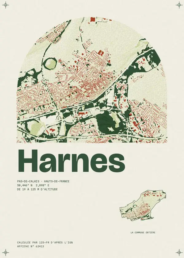 Affiche de Harnes, calculée par 123-fr d'après l'IGN