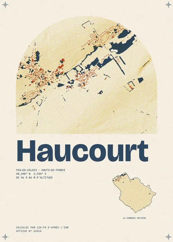 Affiche de Haucourt, calculée par 123-fr d'après l'IGN