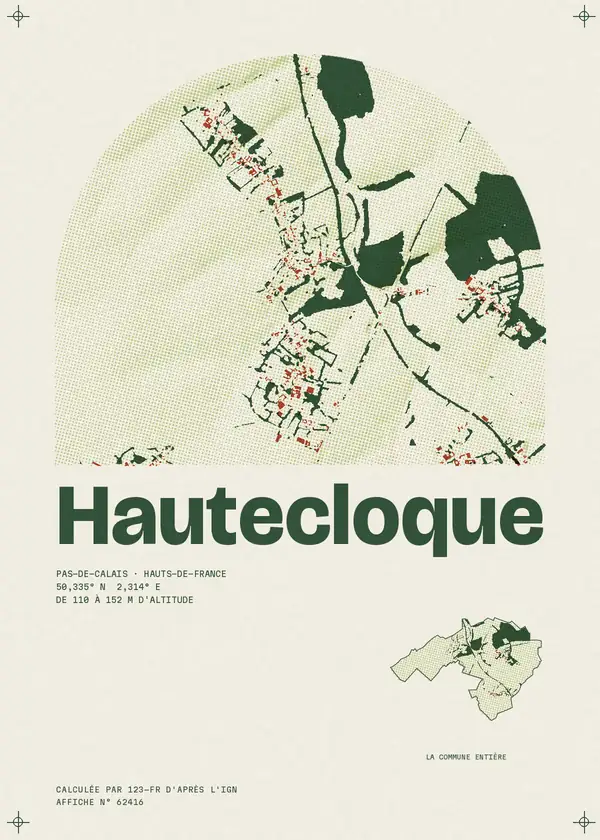 Affiche de Hautecloque, calculée par 123-fr d'après l'IGN