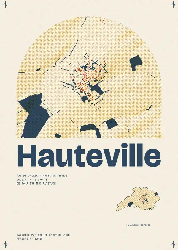 Affiche de Hauteville, calculée par 123-fr d'après l'IGN