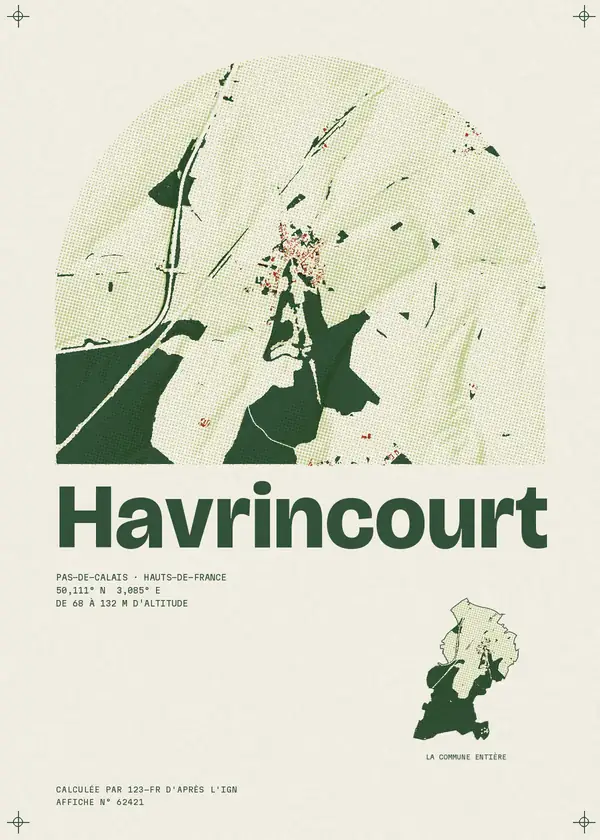 Affiche de Havrincourt, calculée par 123-fr d'après l'IGN