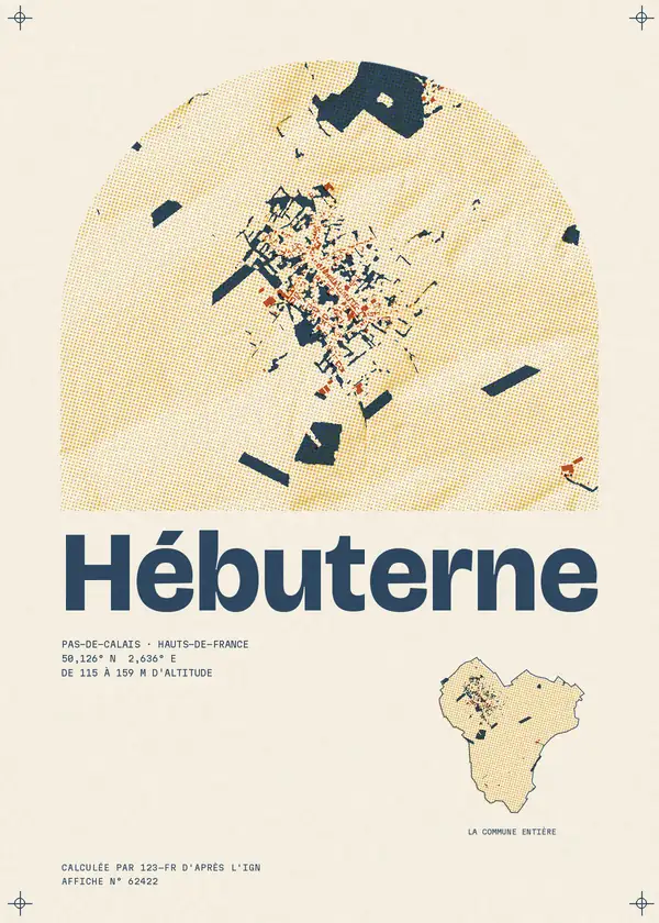 Affiche de Hébuterne, calculée par 123-fr d'après l'IGN