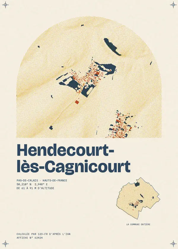 Affiche de Hendecourt-lès-Cagnicourt, calculée par 123-fr d'après l'IGN
