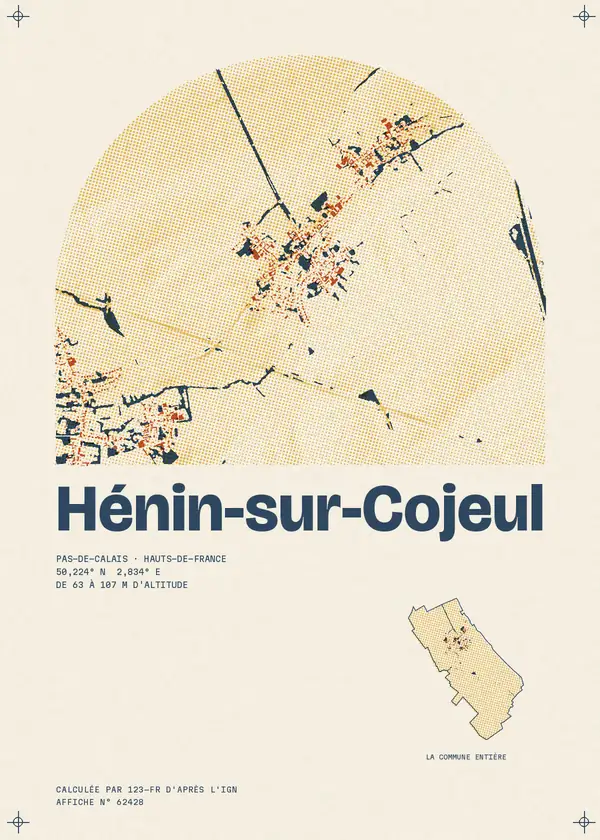 Affiche de Hénin-sur-Cojeul, calculée par 123-fr d'après l'IGN