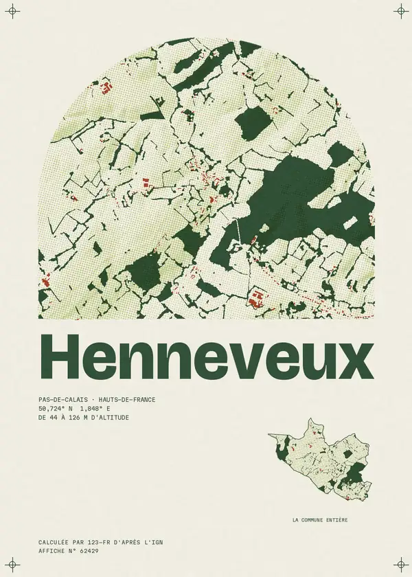 Affiche de Henneveux, calculée par 123-fr d'après l'IGN