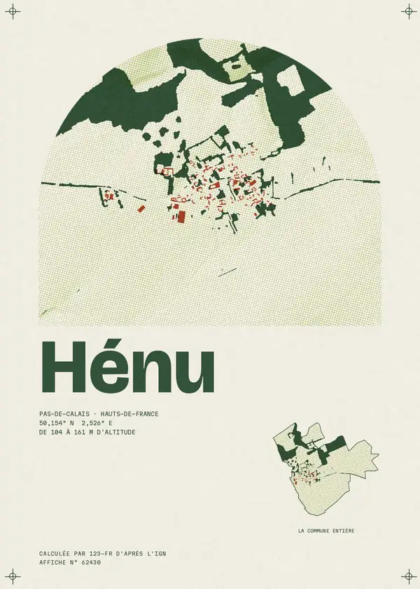 Affiche de Hénu, calculée par 123-fr d'après l'IGN