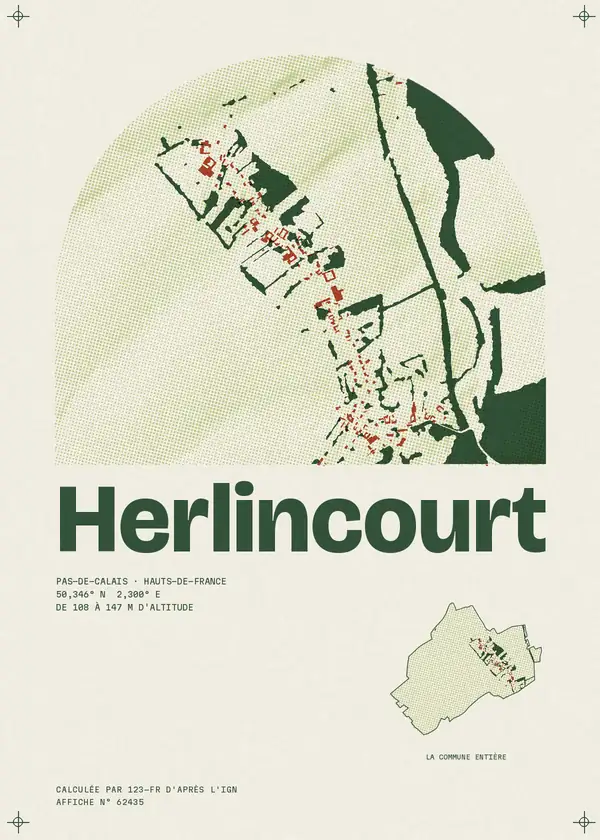 Affiche de Herlincourt, calculée par 123-fr d'après l'IGN