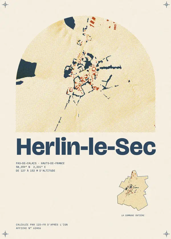 Affiche de Herlin-le-Sec, calculée par 123-fr d'après l'IGN