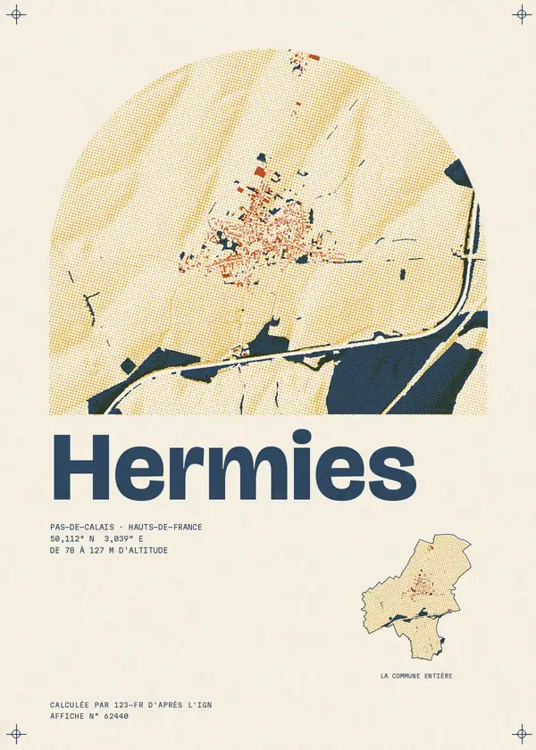Affiche de Hermies, calculée par 123-fr d'après l'IGN