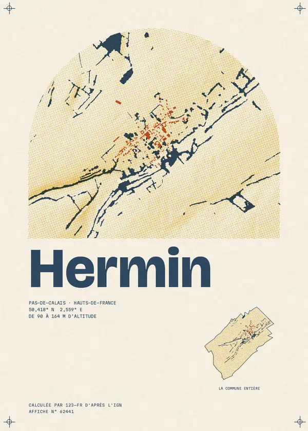 Affiche de Hermin, calculée par 123-fr d'après l'IGN
