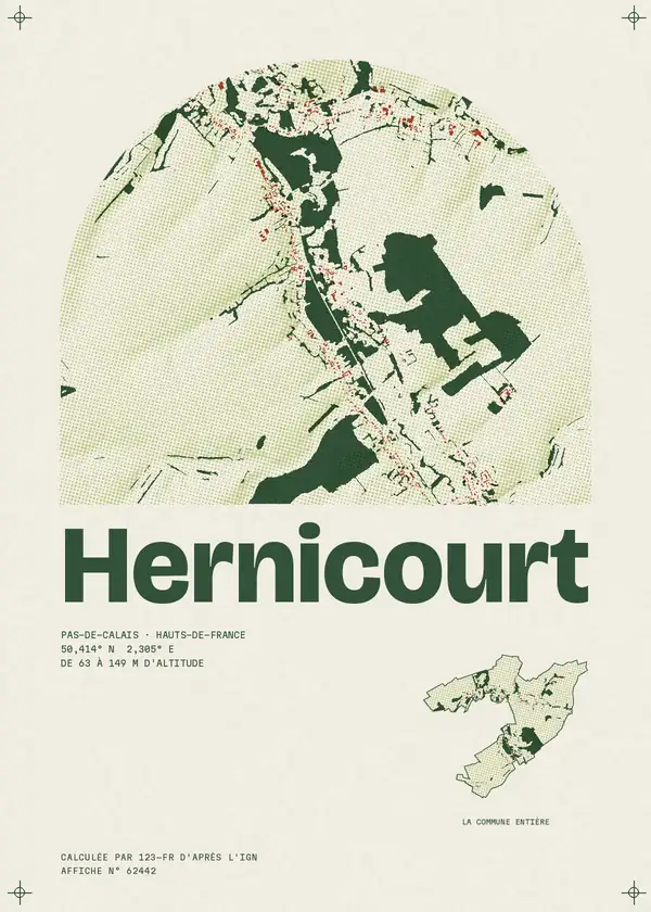 Affiche de Hernicourt, calculée par 123-fr d'après l'IGN