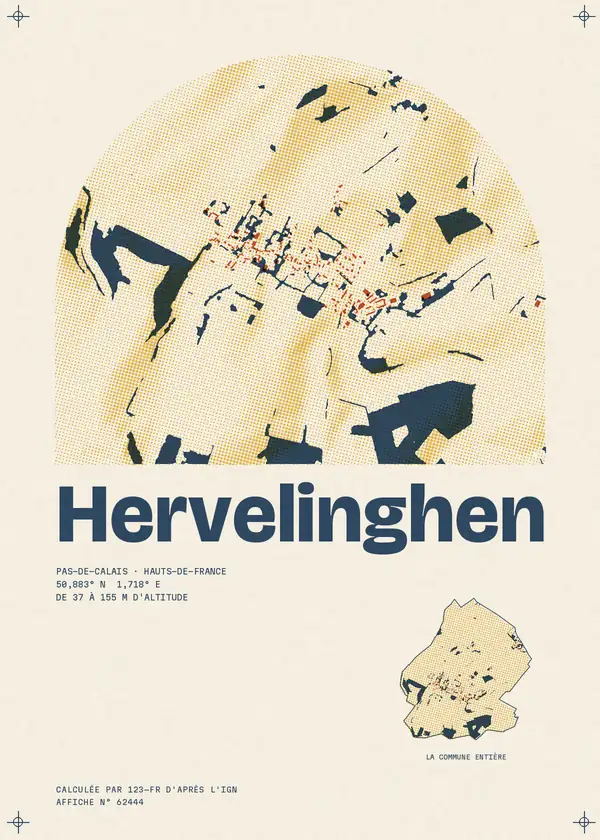 Affiche de Hervelinghen, calculée par 123-fr d'après l'IGN