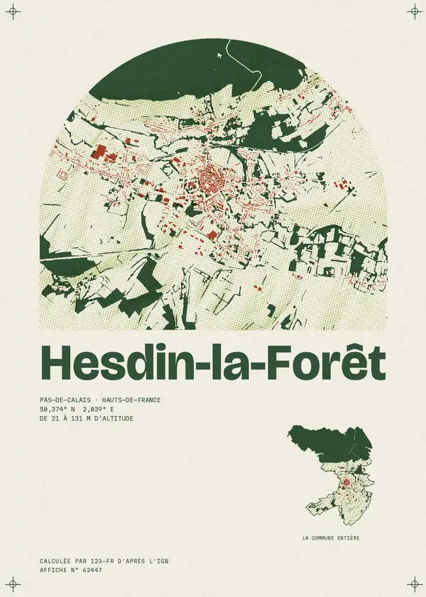 Affiche de Hesdin-la-Forêt, calculée par 123-fr d'après l'IGN