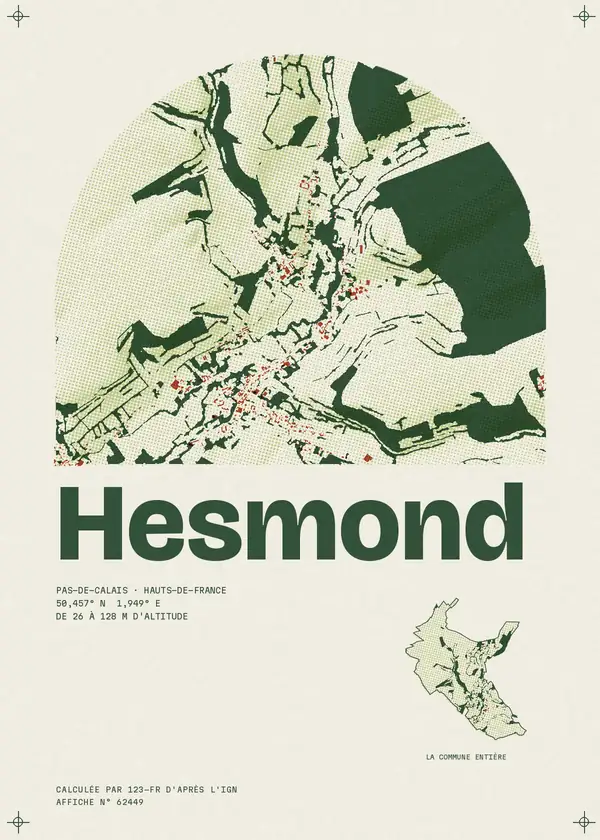 Affiche de Hesmond, calculée par 123-fr d'après l'IGN