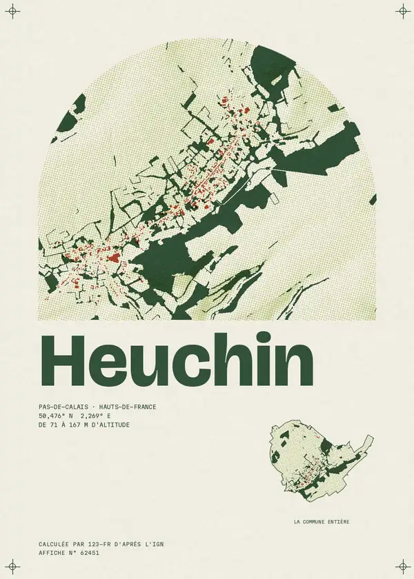 Affiche de Heuchin, calculée par 123-fr d'après l'IGN
