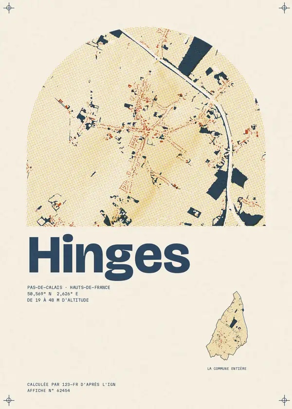 Affiche de Hinges, calculée par 123-fr d'après l'IGN