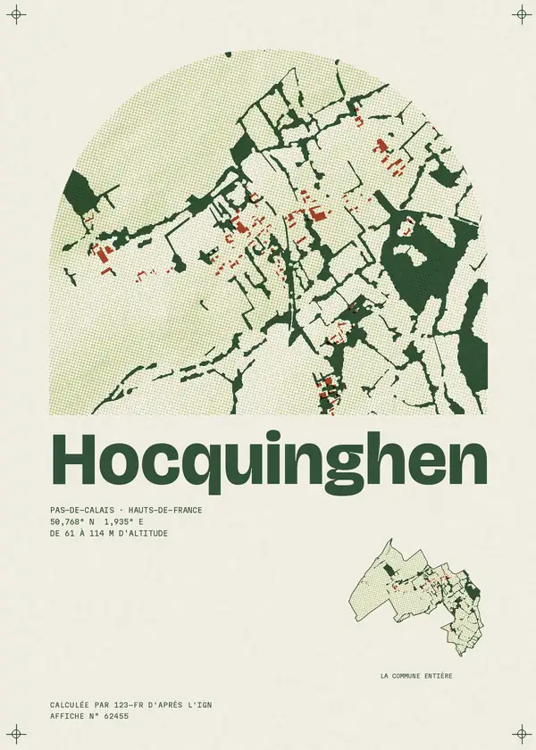 Affiche de Hocquinghen, calculée par 123-fr d'après l'IGN