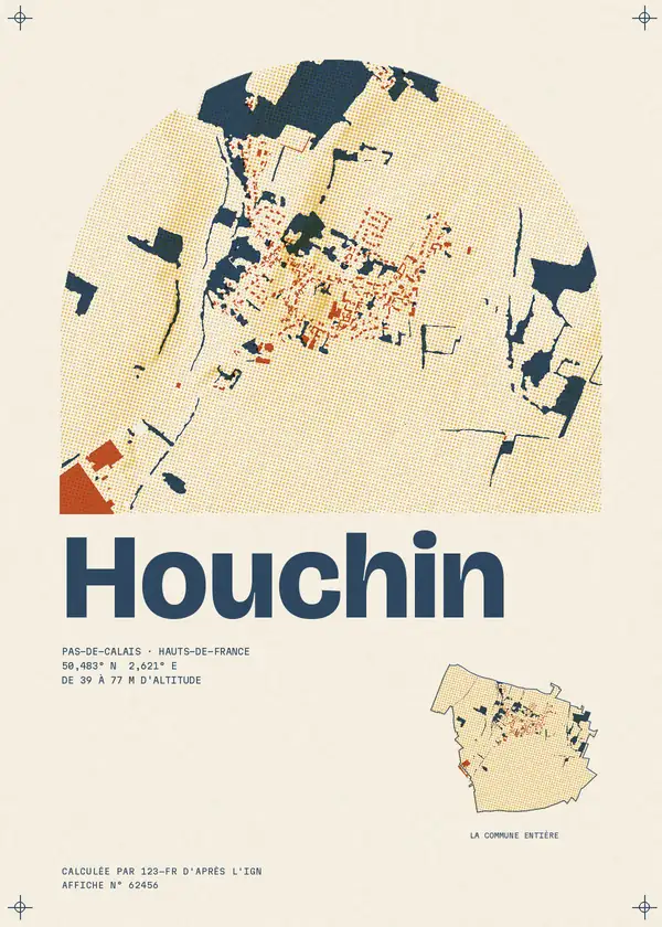 Affiche de Houchin, calculée par 123-fr d'après l'IGN