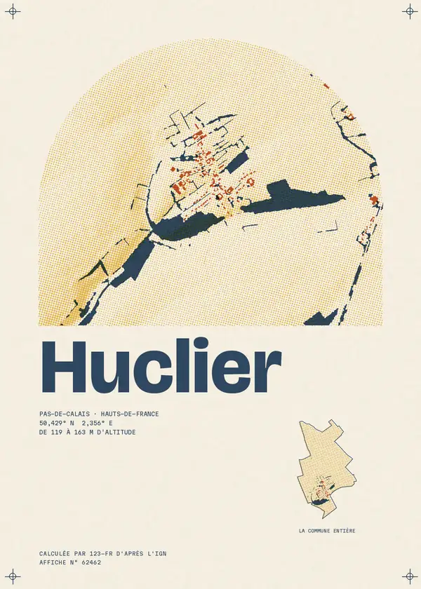 Affiche de Huclier, calculée par 123-fr d'après l'IGN