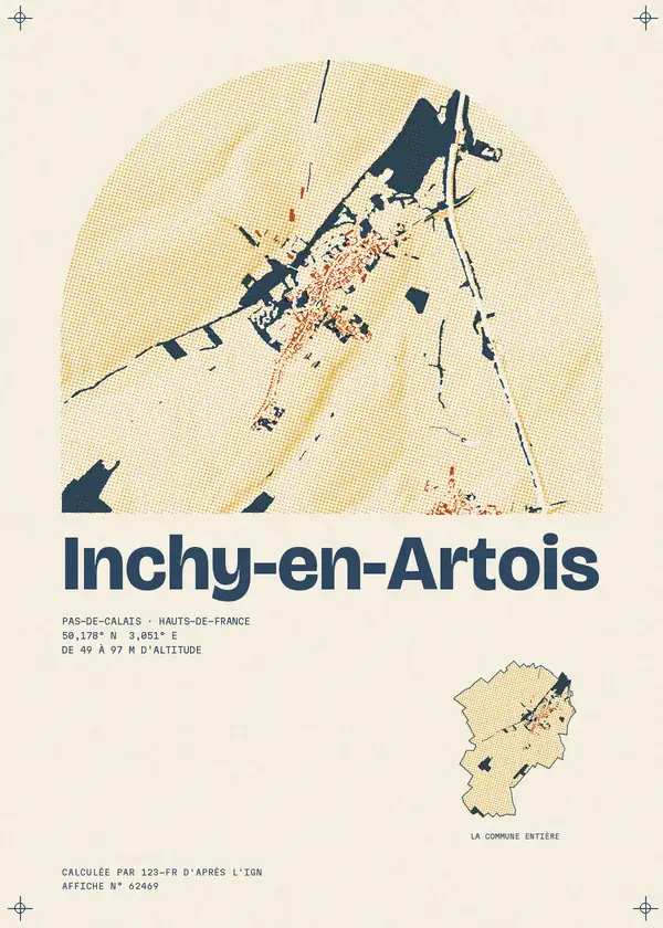 Affiche de Inchy-en-Artois, calculée par 123-fr d'après l'IGN
