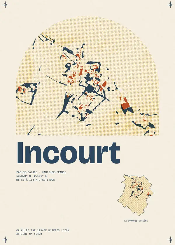 Affiche de Incourt, calculée par 123-fr d'après l'IGN
