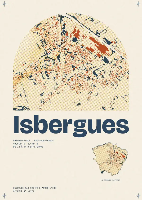 Affiche de Isbergues, calculée par 123-fr d'après l'IGN