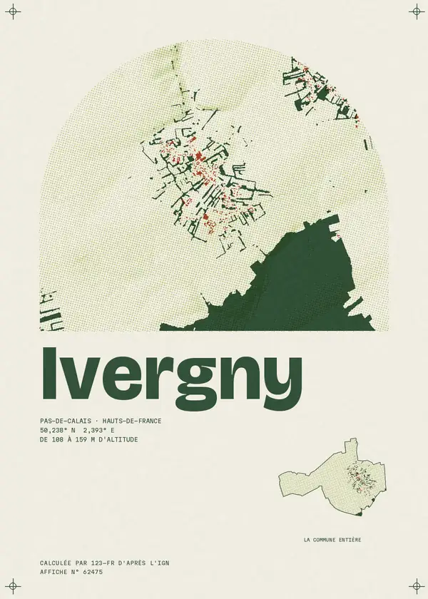 Affiche de Ivergny, calculée par 123-fr d'après l'IGN
