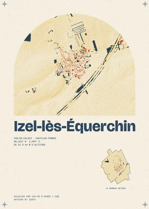 Affiche de Izel-lès-Équerchin, calculée par 123-fr d'après l'IGN