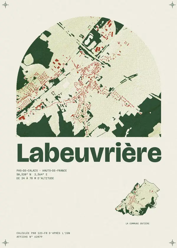 Affiche de Labeuvrière, calculée par 123-fr d'après l'IGN