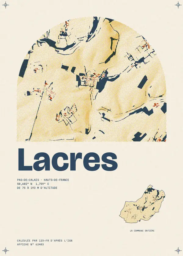 Affiche de Lacres, calculée par 123-fr d'après l'IGN