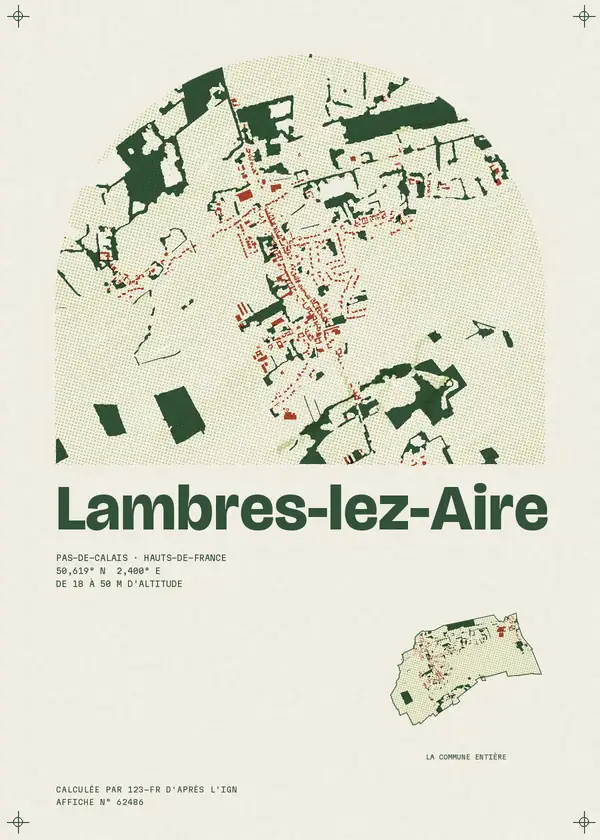 Affiche de Lambres-lez-Aire, calculée par 123-fr d'après l'IGN