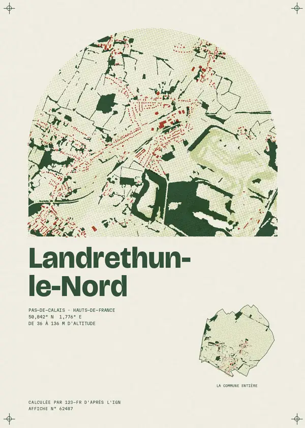 Affiche de Landrethun-le-Nord, calculée par 123-fr d'après l'IGN