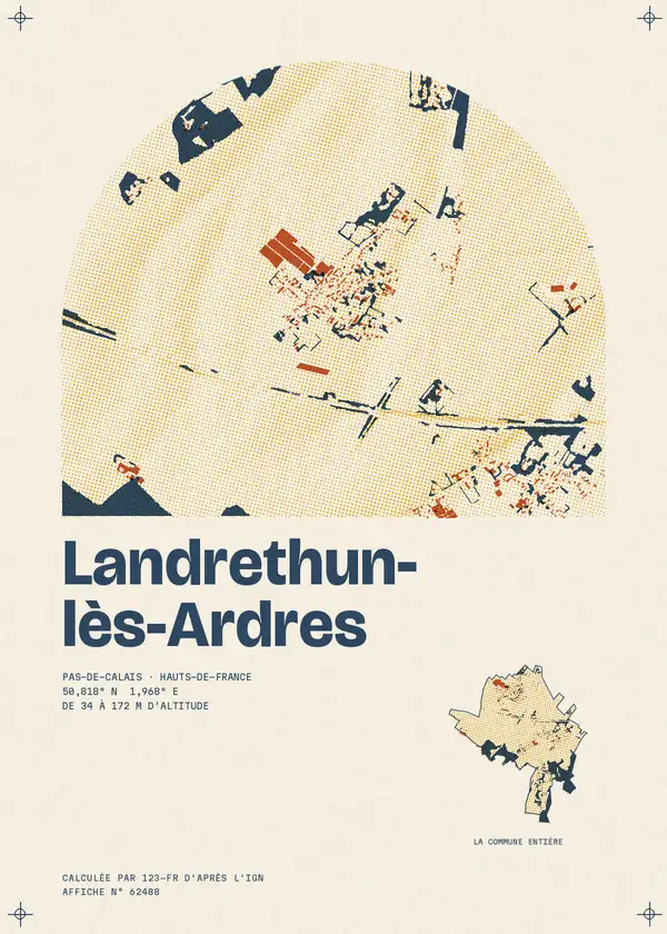 Affiche de Landrethun-lès-Ardres, calculée par 123-fr d'après l'IGN
