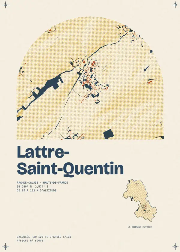 Affiche de Lattre-Saint-Quentin, calculée par 123-fr d'après l'IGN